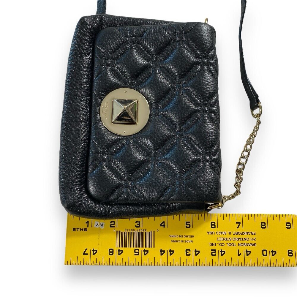 Kate Spade Quilted Leather Crossbody Purse Bag Chain Strap Black Small Shoulder - Picture 15 of 16